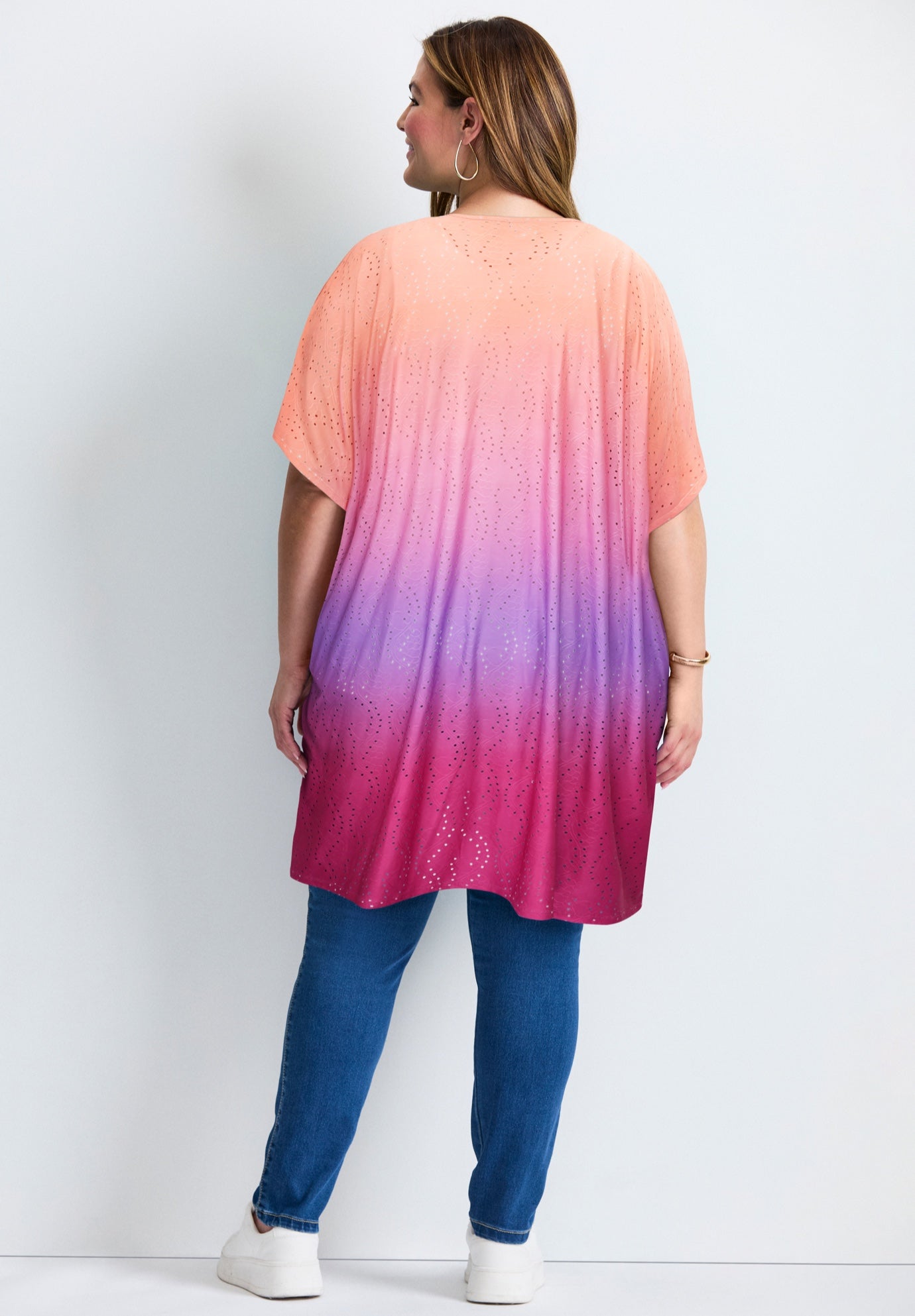 Knit Eyelet Kimono image number 2