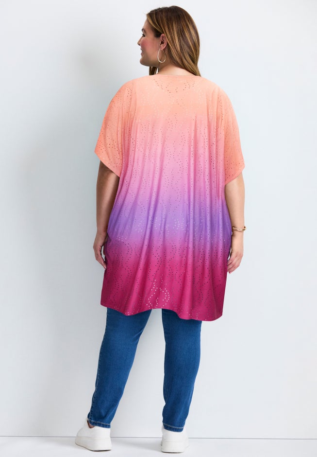 Knit Eyelet Kimono image number 2