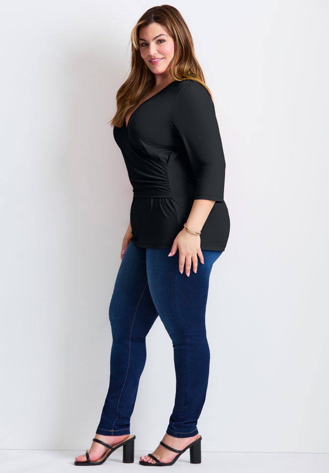 Side Ruched Faux Wrap Top image number 1