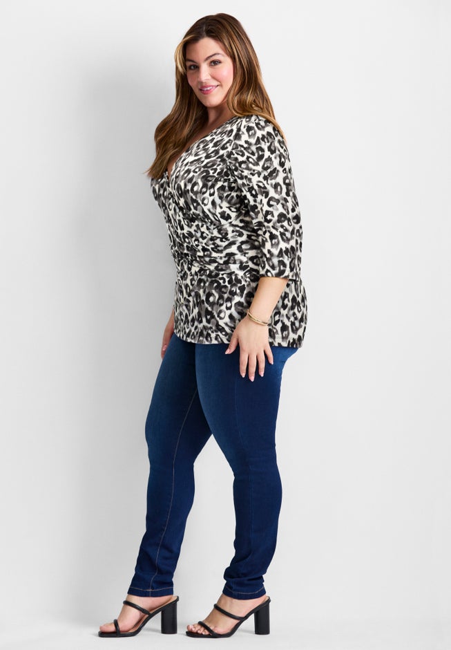 Side Ruched Faux Wrap Top image number 1