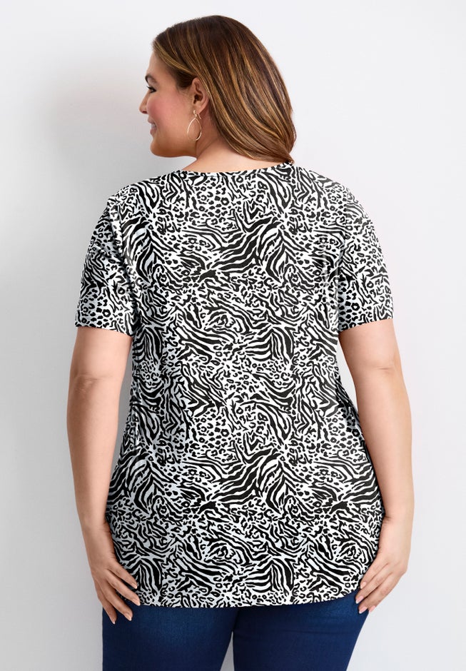 Triple Keyhole Short Sleeve Tee image number 1