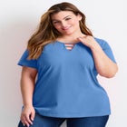 Triple Keyhole Short Sleeve Tee image number null