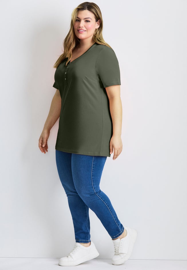 Short Sleeve Henley Tunic image number 1