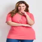 Short Sleeve Henley Tunic image number null