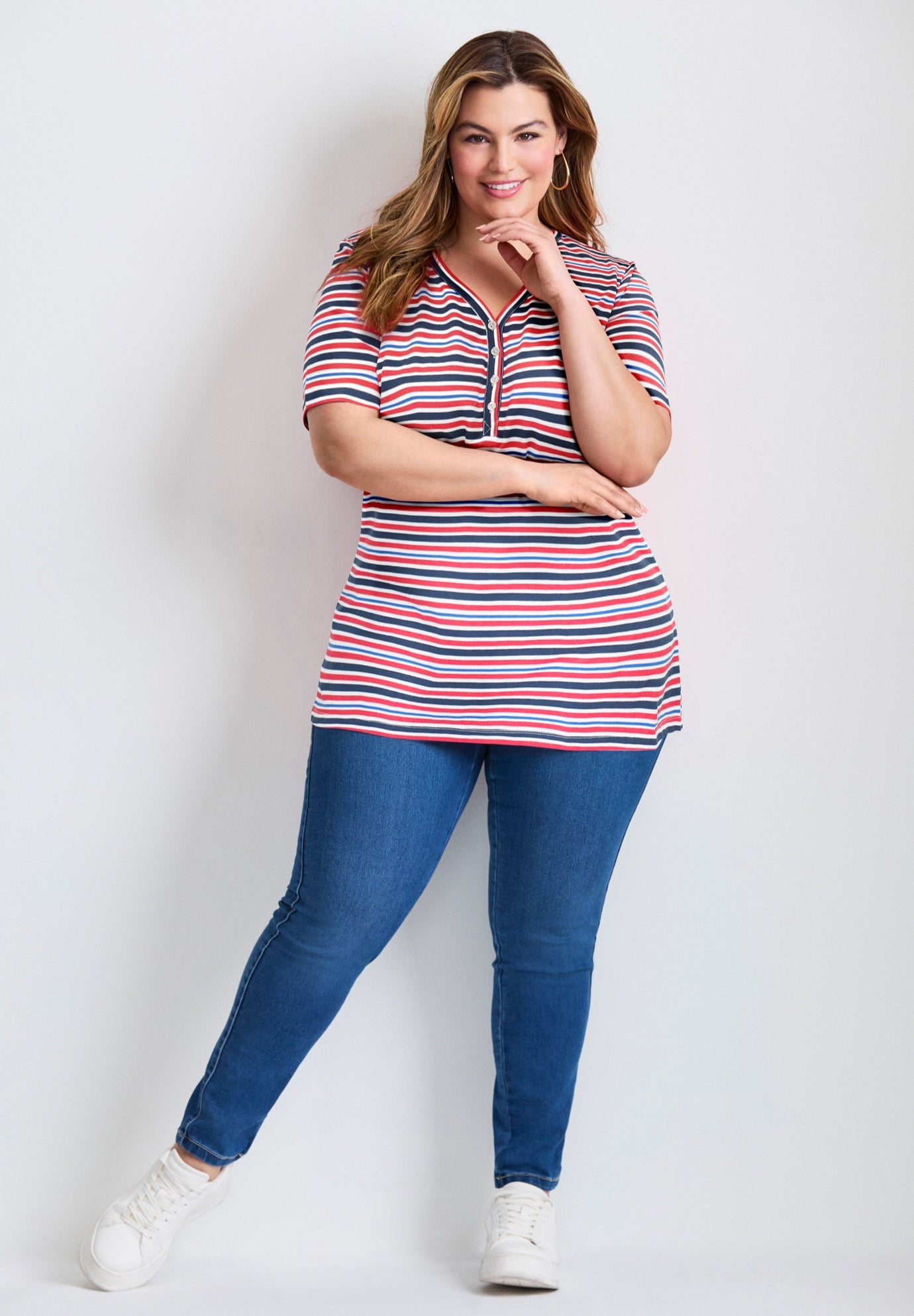 Short Sleeve Henley Tunic image number 0