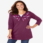 7-Day Layered-Look Embroidered Henley Tunic image number null