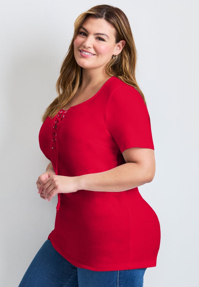 Lacing Detail Tunic Tee image number 3