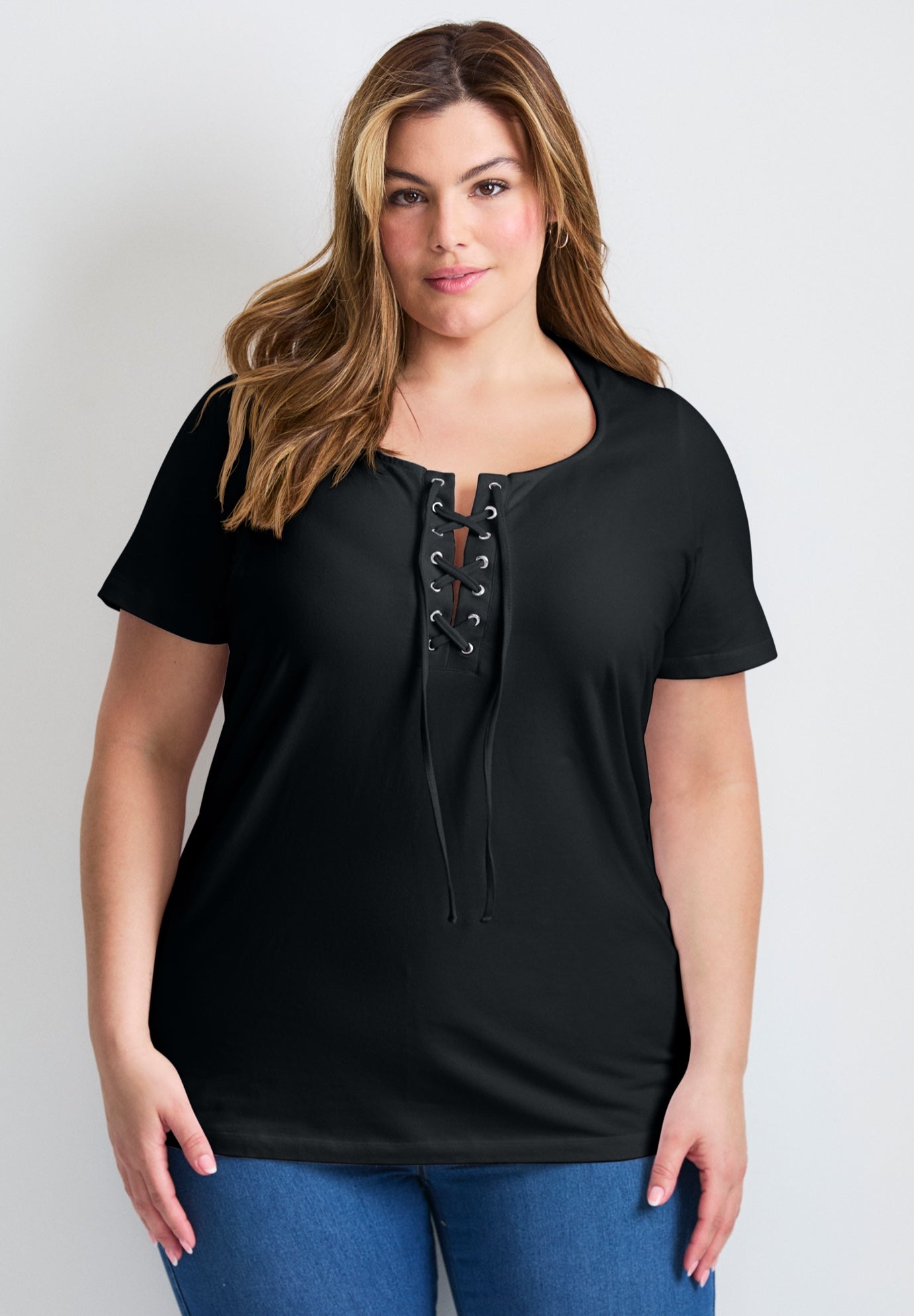 Lacing Detail Tunic Tee image number 0