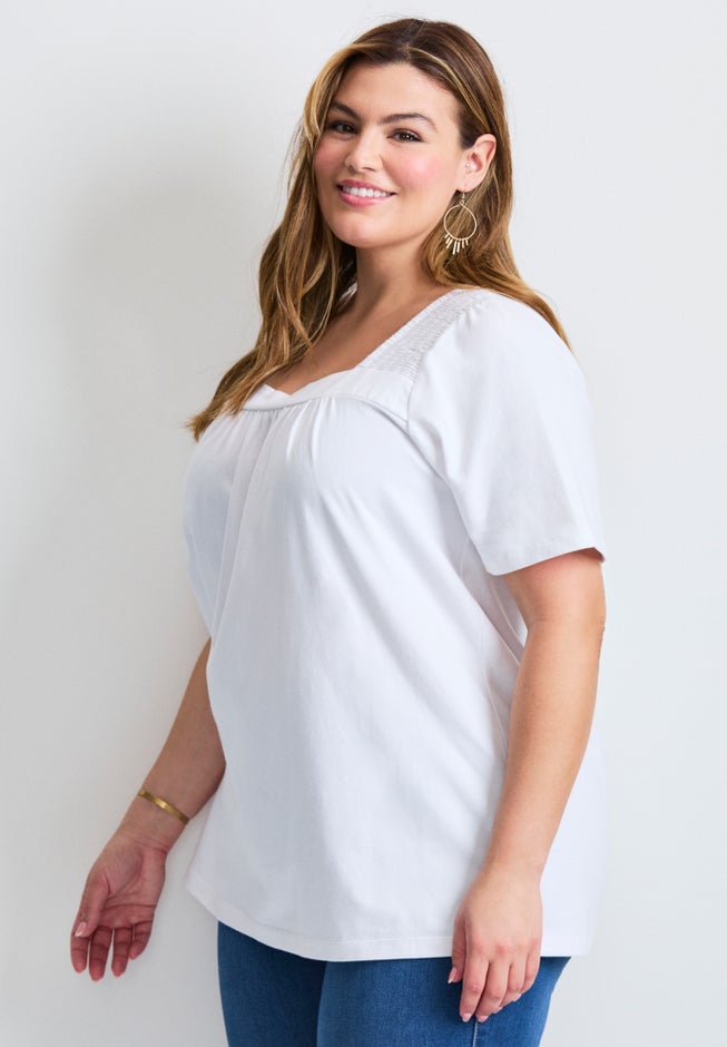 Smocked Squareneck Top image number 3