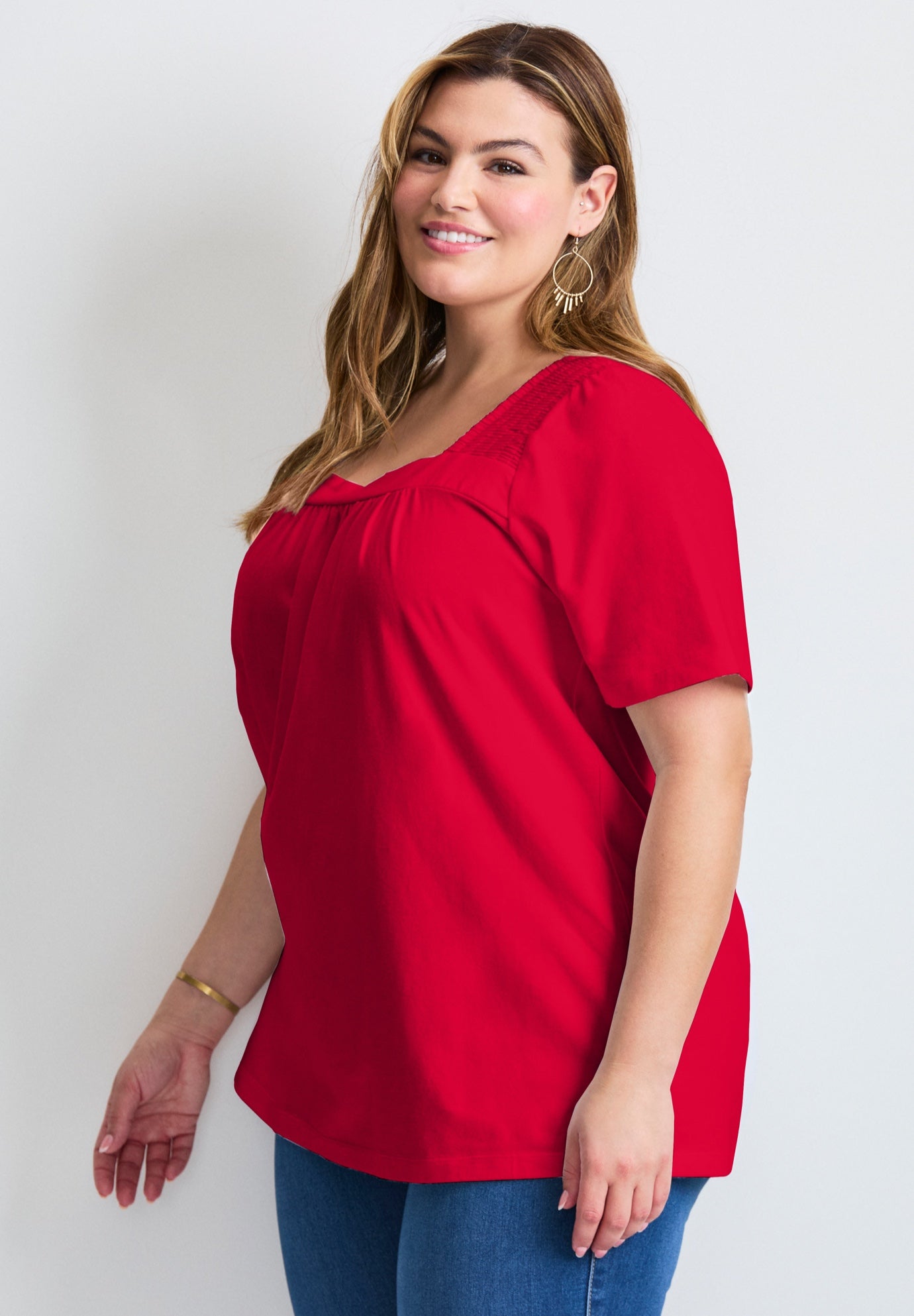 Smocked Squareneck Top image number 3