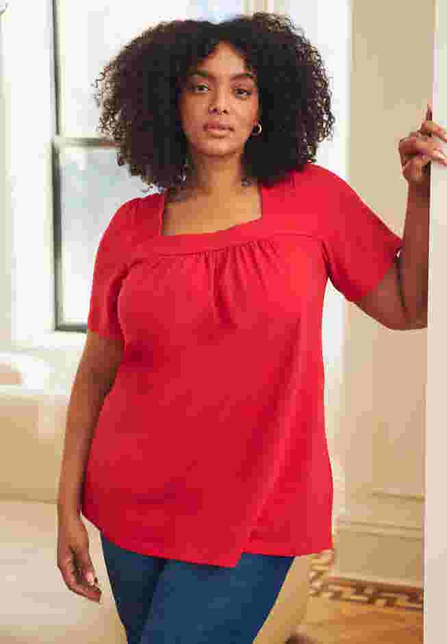Smocked Squareneck Top image number 1