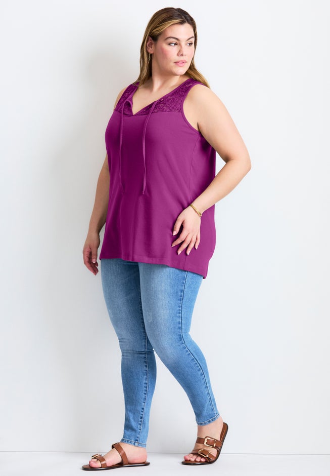 Lace Yoke Detail Tank image number 2