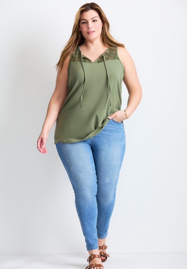 Lace Yoke Detail Tank image number 4