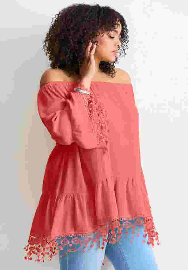  Crochet Fringe Trim Tunic image number 4