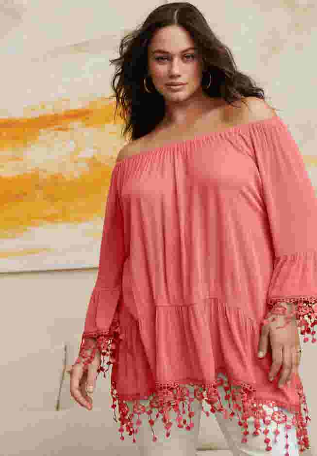  Crochet Fringe Trim Tunic image number 1