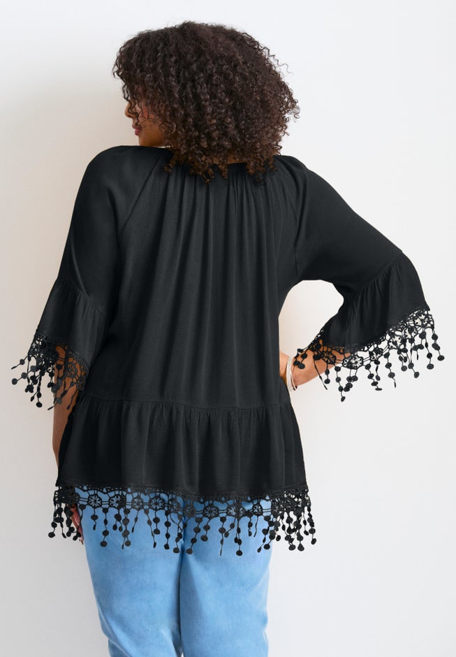  Crochet Fringe Trim Tunic image number 4