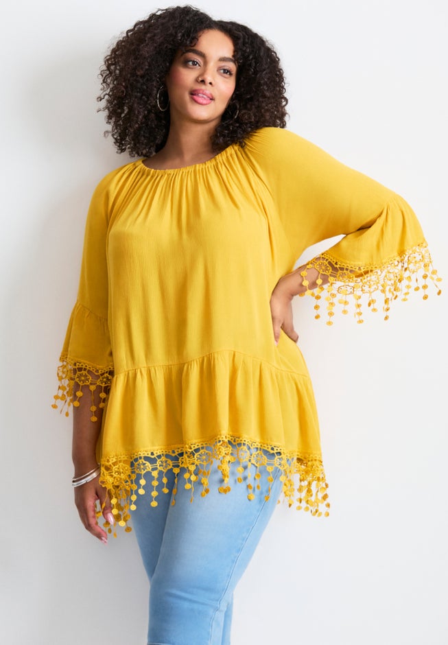 Crochet Fringe Trim Tunic image number 0