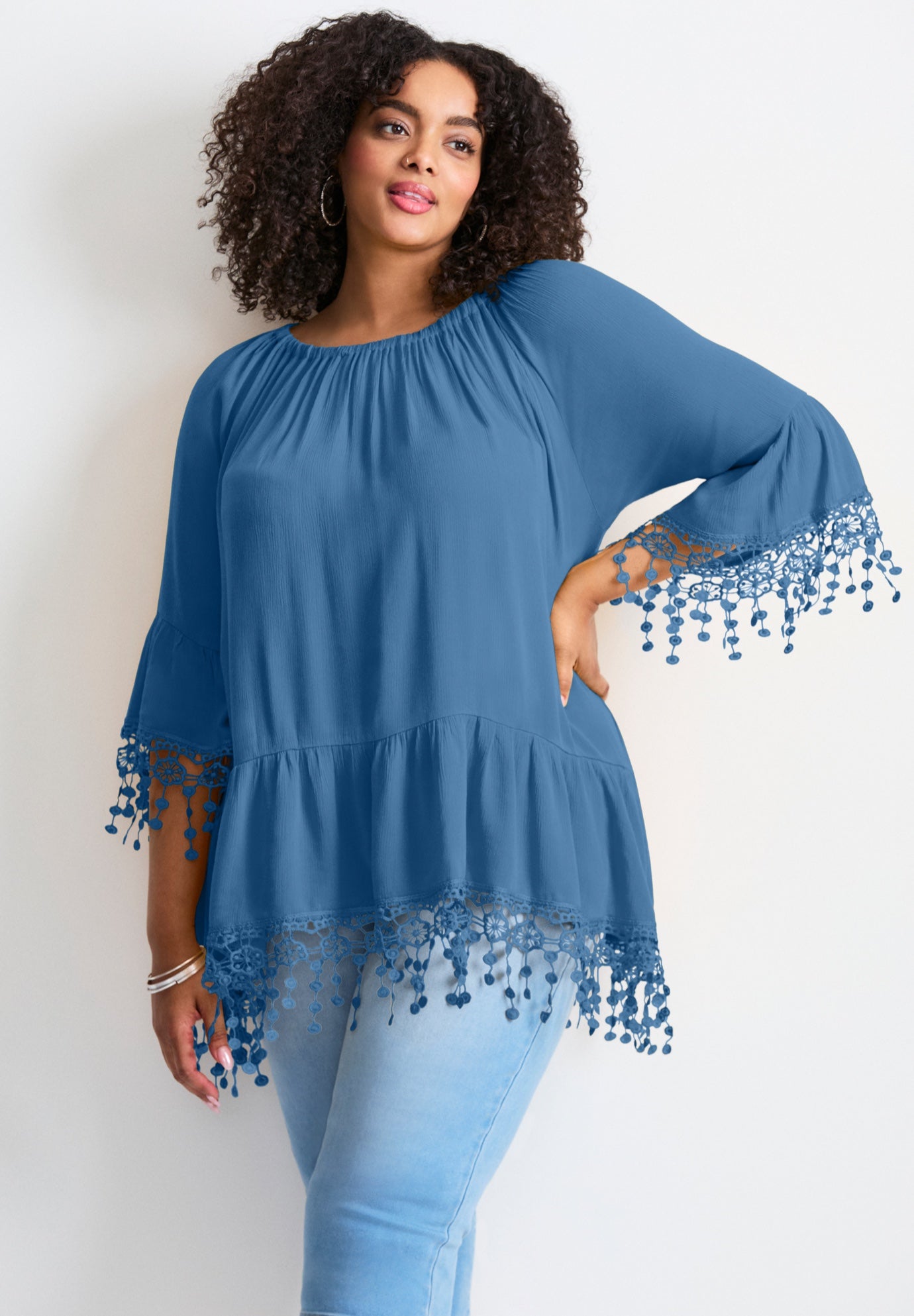  Crochet Fringe Trim Tunic image number 0