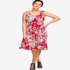 Stretch Knit Scoop Neck Sleeveless Fit And Flare Dress image number null