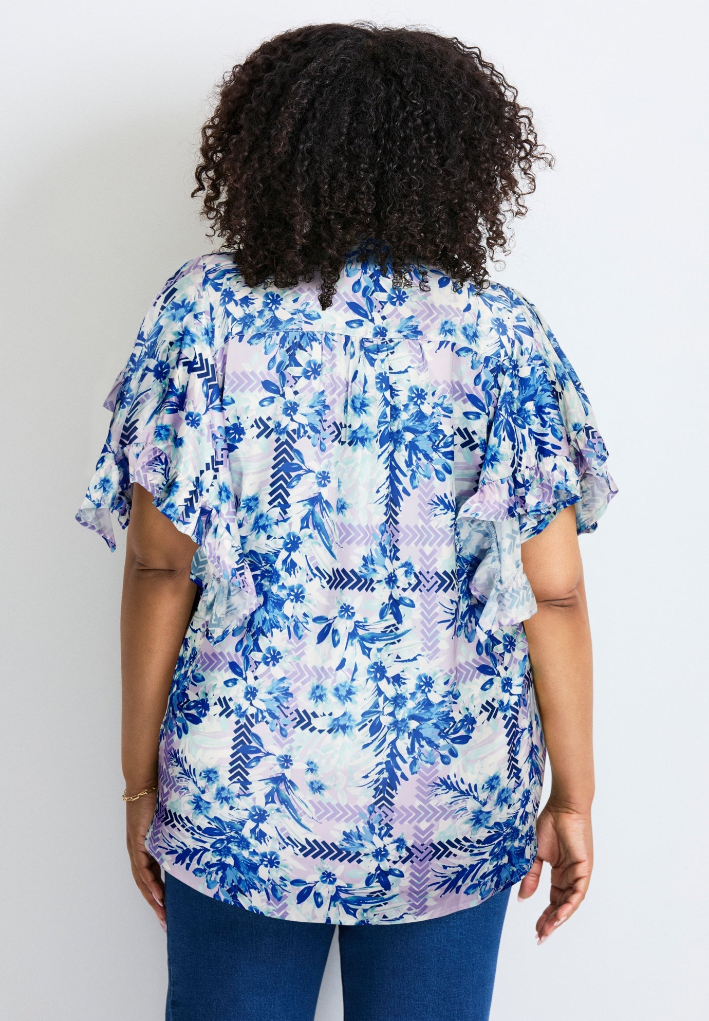 Tie Front Scarf Sleeve Blouse image number 2