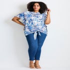 Tie Front Scarf Sleeve Blouse image number null