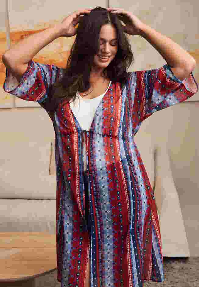 Tie-Front Duster Kimono image number 1