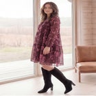 Tier Ruffle Peasant Dress With Sheer Sleeves image number 1