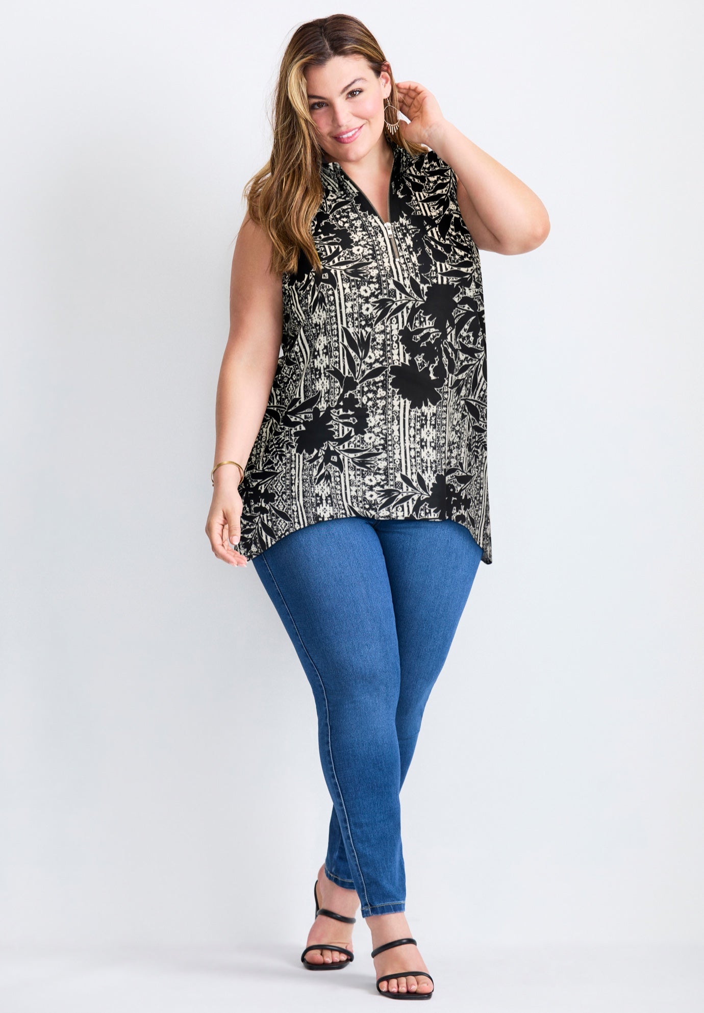 Zip Neck Hi-Low Shirt image number 0