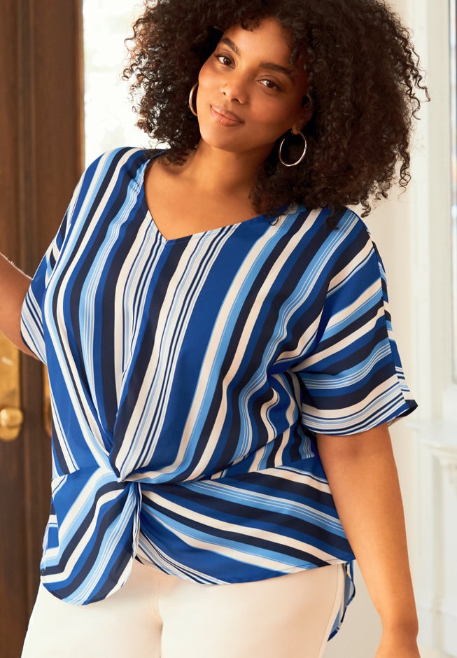 Knot Front Dolman Sleeve Blouse image number 1