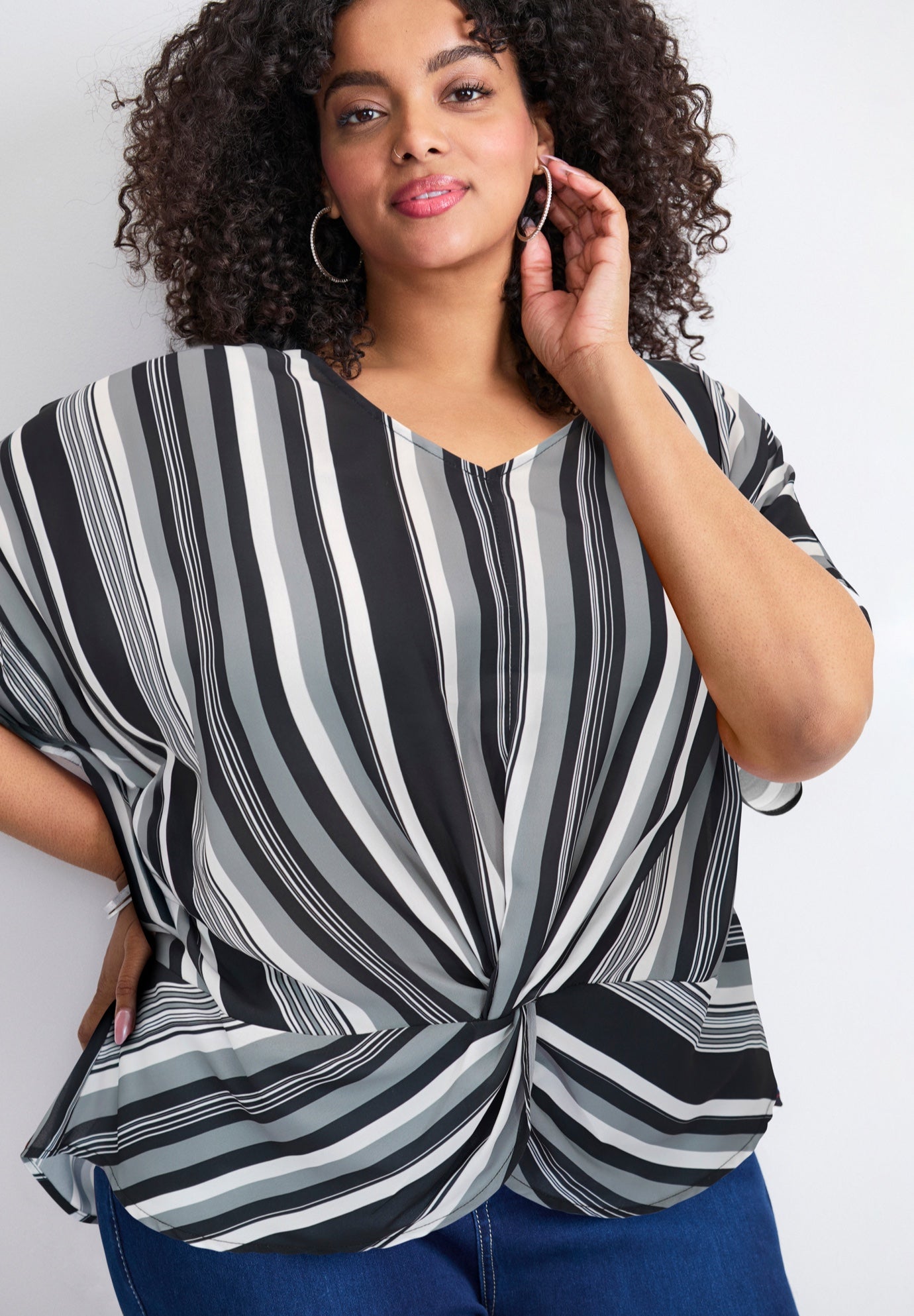 Knot Front Dolman Sleeve Blouse image number 2