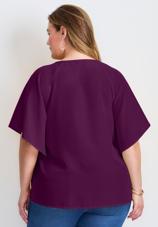 Flutter Sleeve Keyhole Blouse image number 2