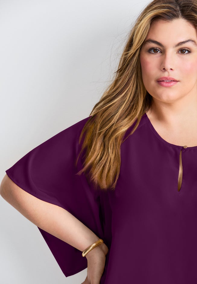 Flutter Sleeve Keyhole Blouse image number 4