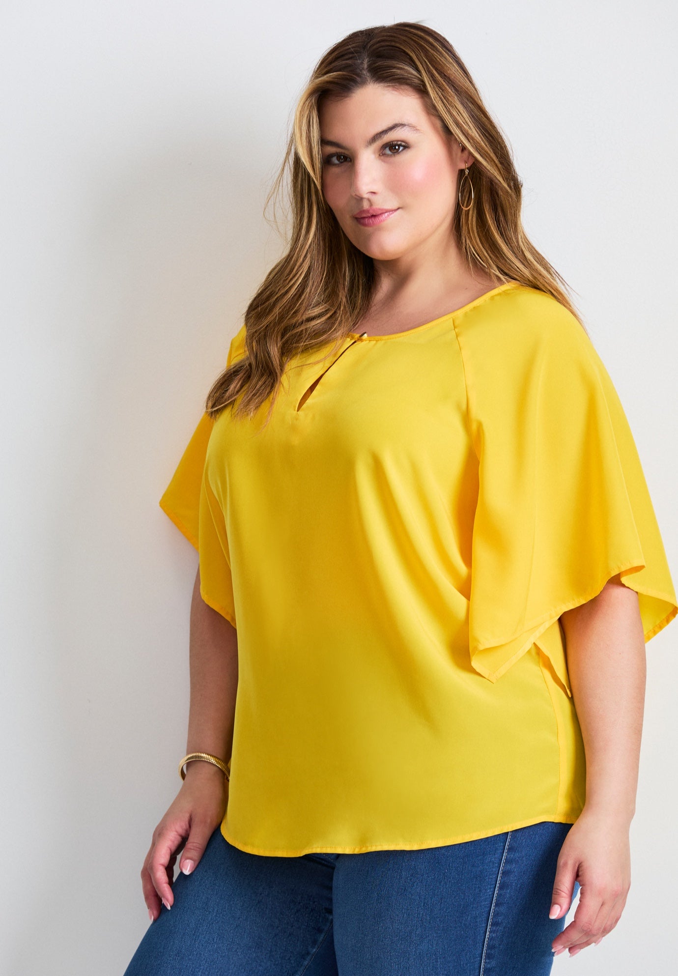 Flutter Sleeve Keyhole Blouse image number 4