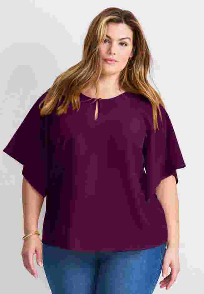 Flutter Sleeve Keyhole Blouse image number 0