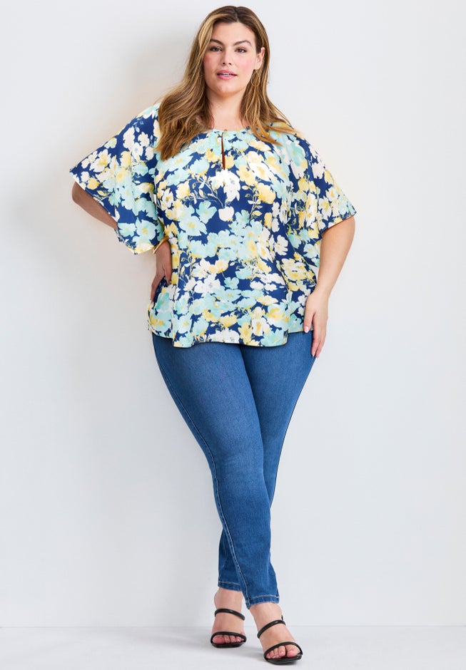 Flutter Sleeve Keyhole Blouse image number 0