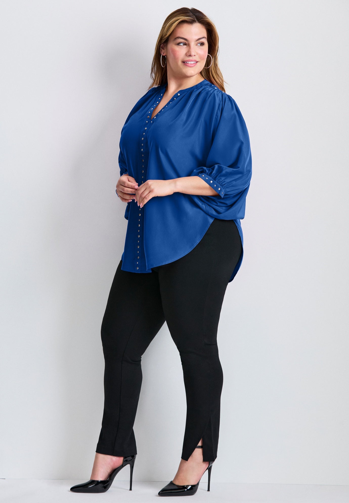 Studded Blouson Sleeve Blouse image number 3