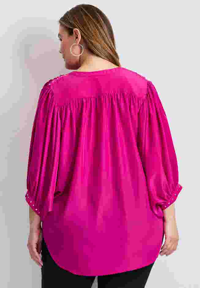 Studded Blouson Sleeve Blouse image number 2