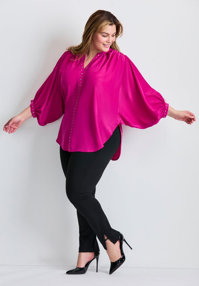 Studded Blouson Sleeve Blouse image number 3