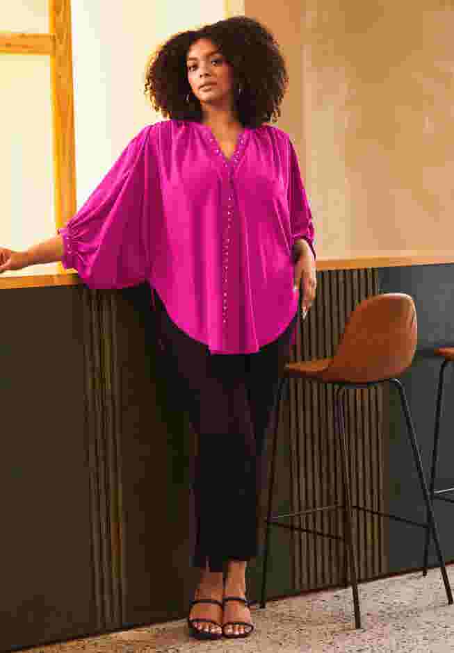 Studded Blouson Sleeve Blouse image number 1