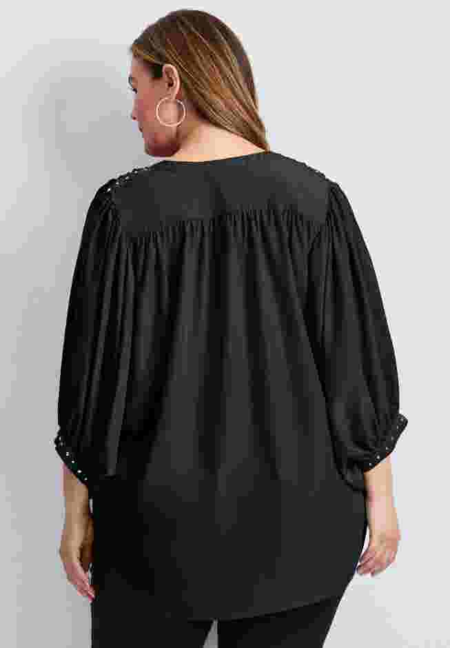 Studded Blouson Sleeve Blouse image number 3