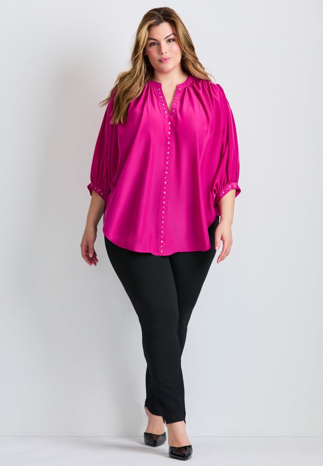 Studded Blouson Sleeve Blouse image number 0