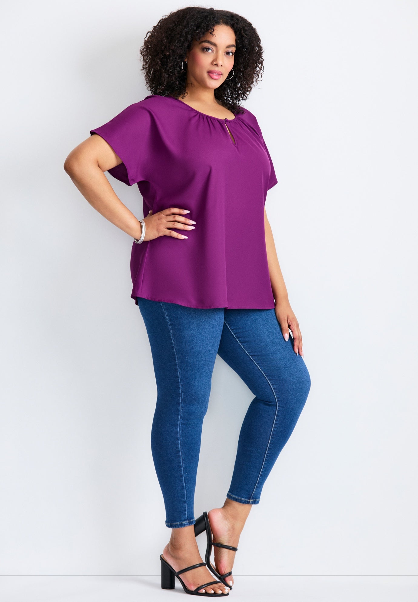 Keyhole Dolman Sleeve Blouse image number 3