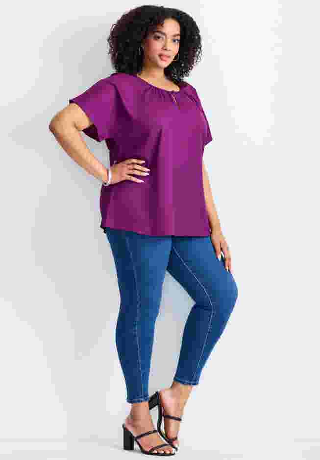 Keyhole Dolman Sleeve Blouse image number 2