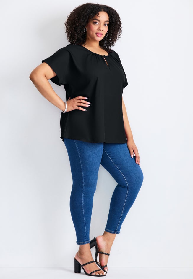 Keyhole Dolman Sleeve Blouse image number 4