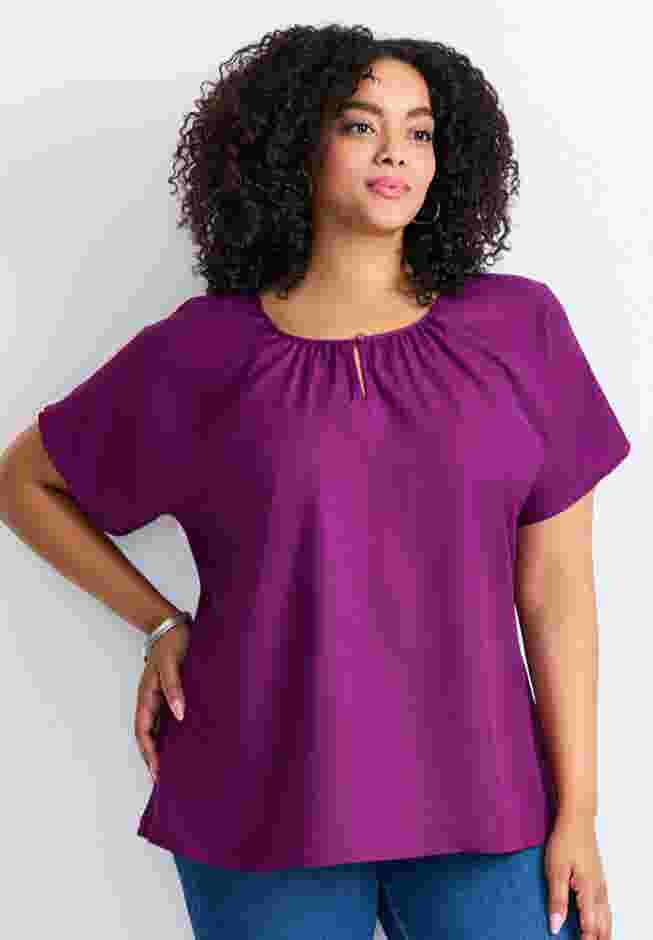 Keyhole Dolman Sleeve Blouse image number 0