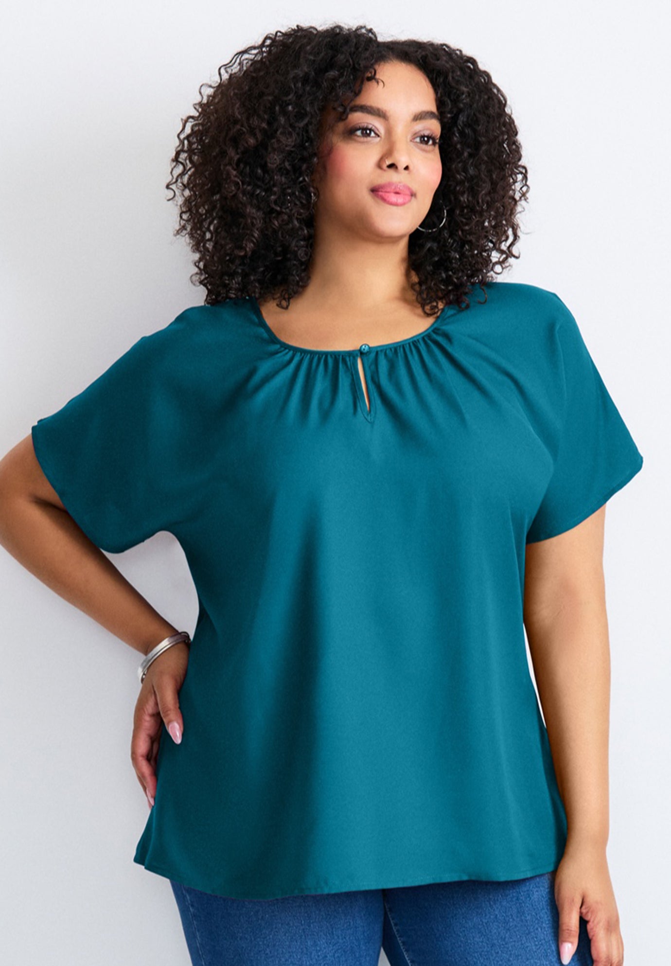 Keyhole Dolman Sleeve Blouse image number 0