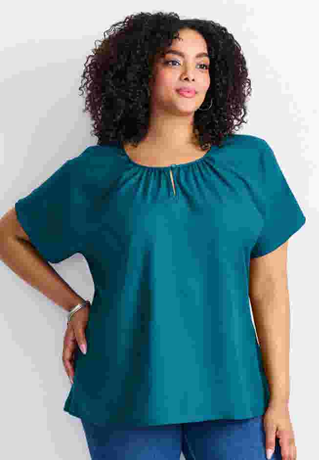Keyhole Dolman Sleeve Blouse image number 0