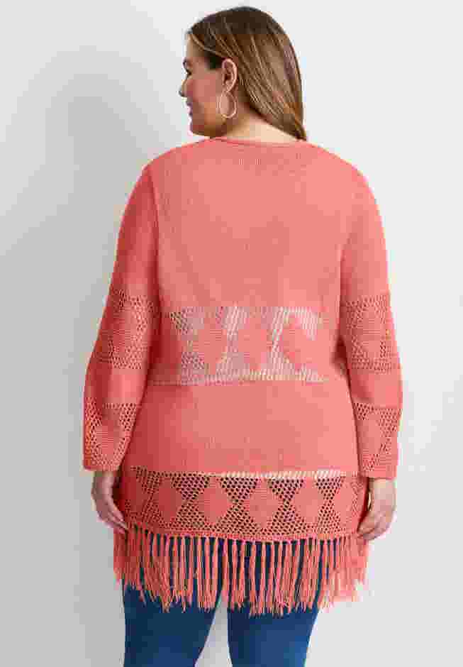 Pointelle Fringe Cardigan image number 2