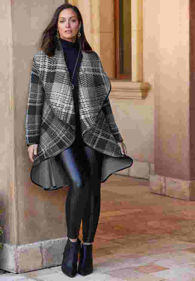 Faux Leather-Trim Sweater image number 2