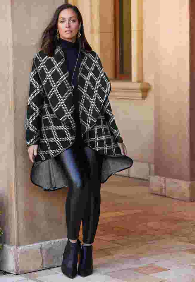 Faux Leather-Trim Sweater image number 0